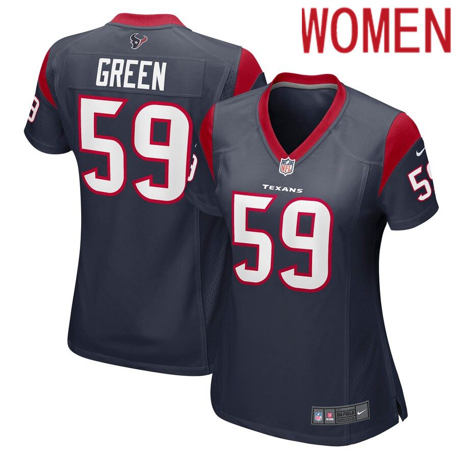 Women Houston Texans 59 Kenyon Green Nike Navy Game Player NFL Jersey